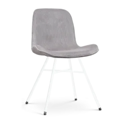 Eetkamerstoel Noa-Fé rib warm grijs - wit onderstel