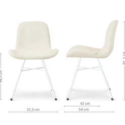 Eetkamerstoel Noa-Fé wit onderstel rib beige