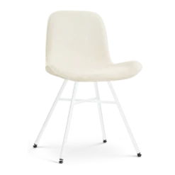 Eetkamerstoel Noa-Fé wit onderstel rib beige