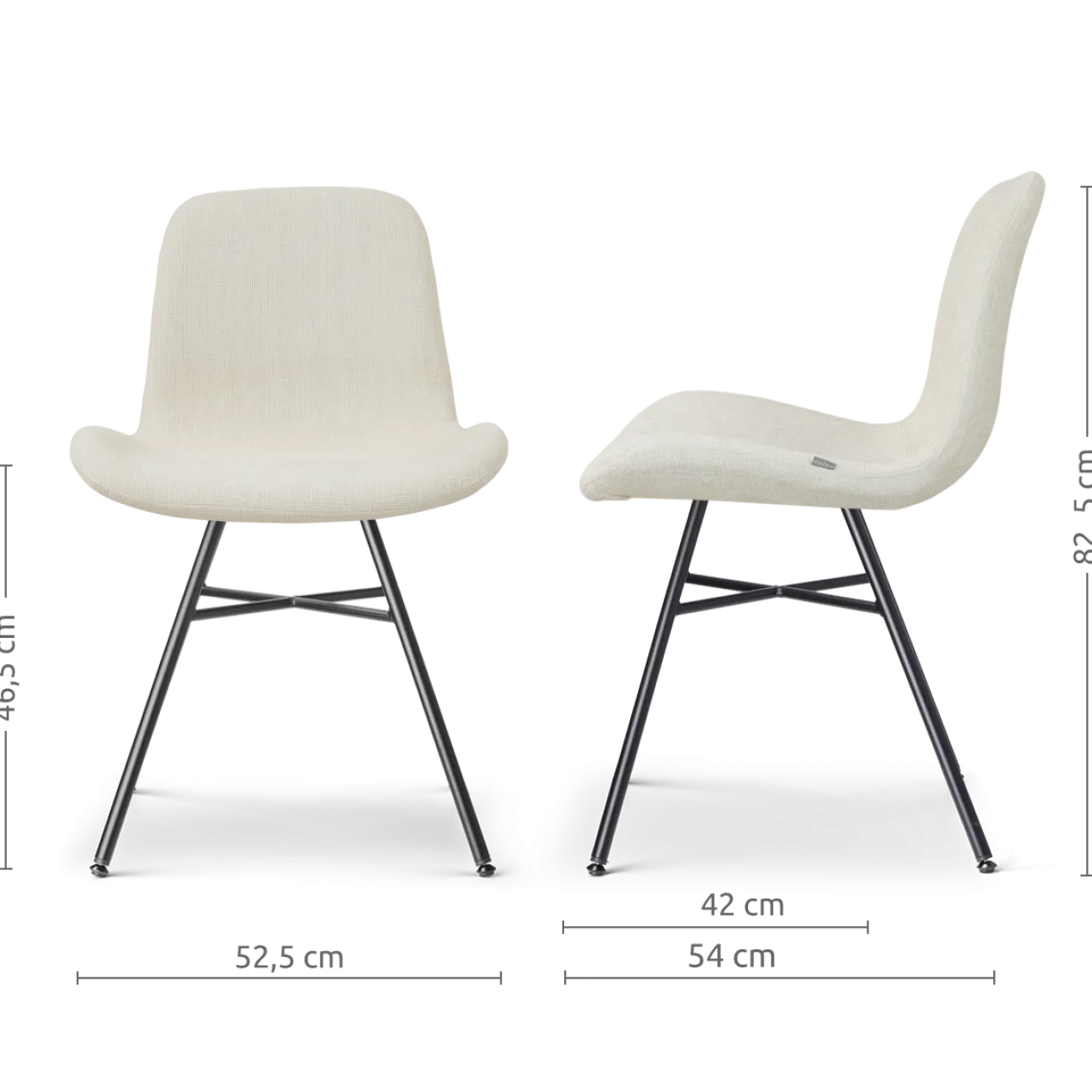 Eetkamerstoel Noa-Fé zwart onderstel cottonbeige