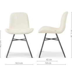 Eetkamerstoel Noa-Fé zwart onderstel rib beige