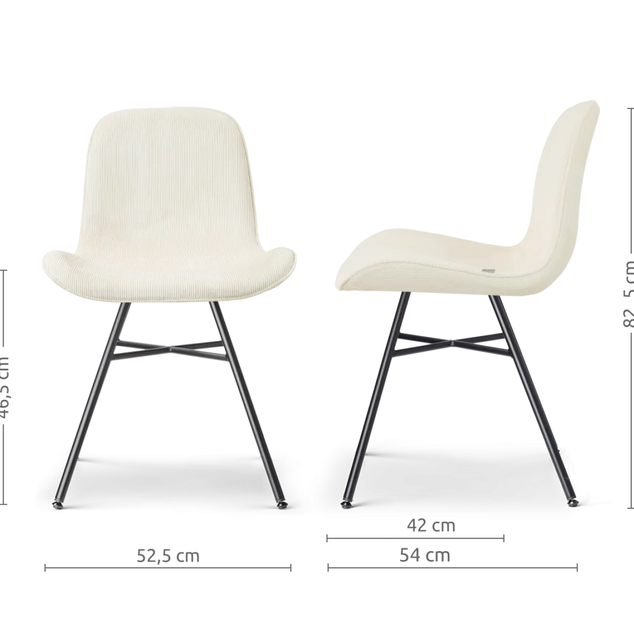 Eetkamerstoel Noa-Fé zwart onderstel rib beige