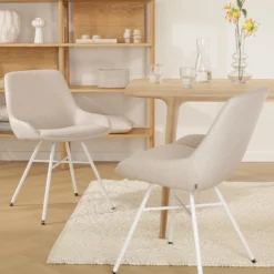 Eetkamerstoel Noa-Isa beige - wit onderstel