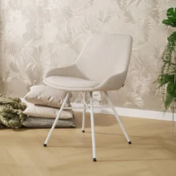 Eetkamerstoel Noa-Isa beige - wit onderstel