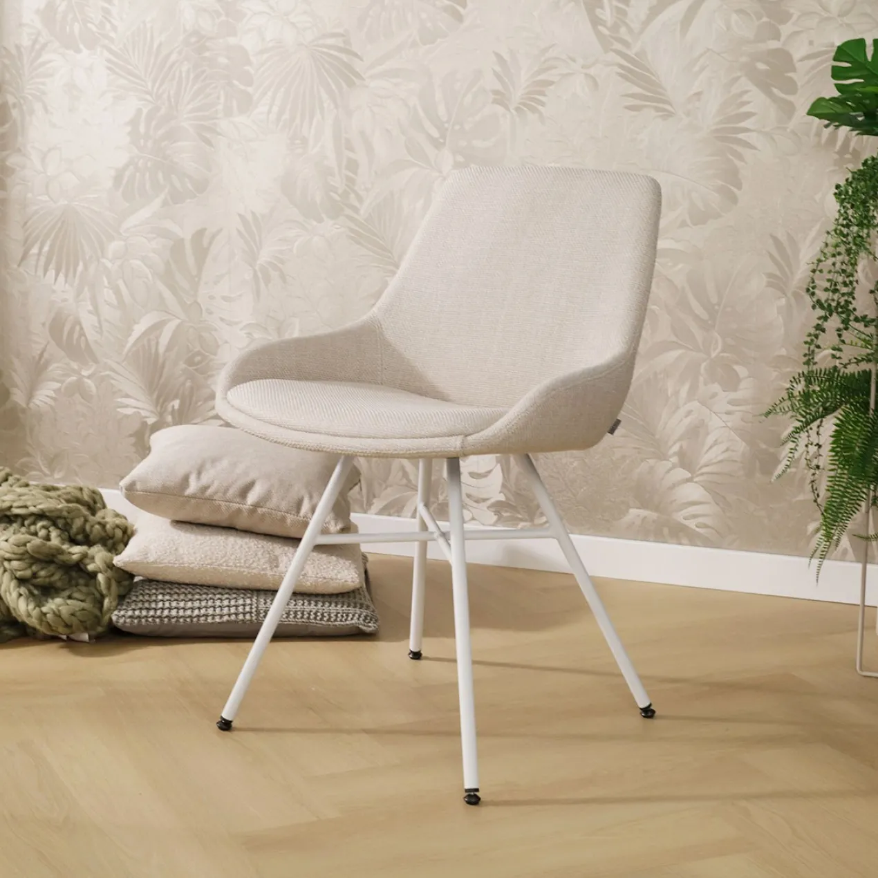 Eetkamerstoel Noa-Isa beige - wit onderstel