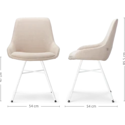 Eetkamerstoel Noa-Isa beige - wit onderstel