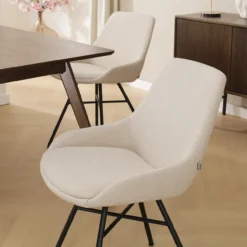 Eetkamerstoel Noa-Isa beige - zwart onderstel