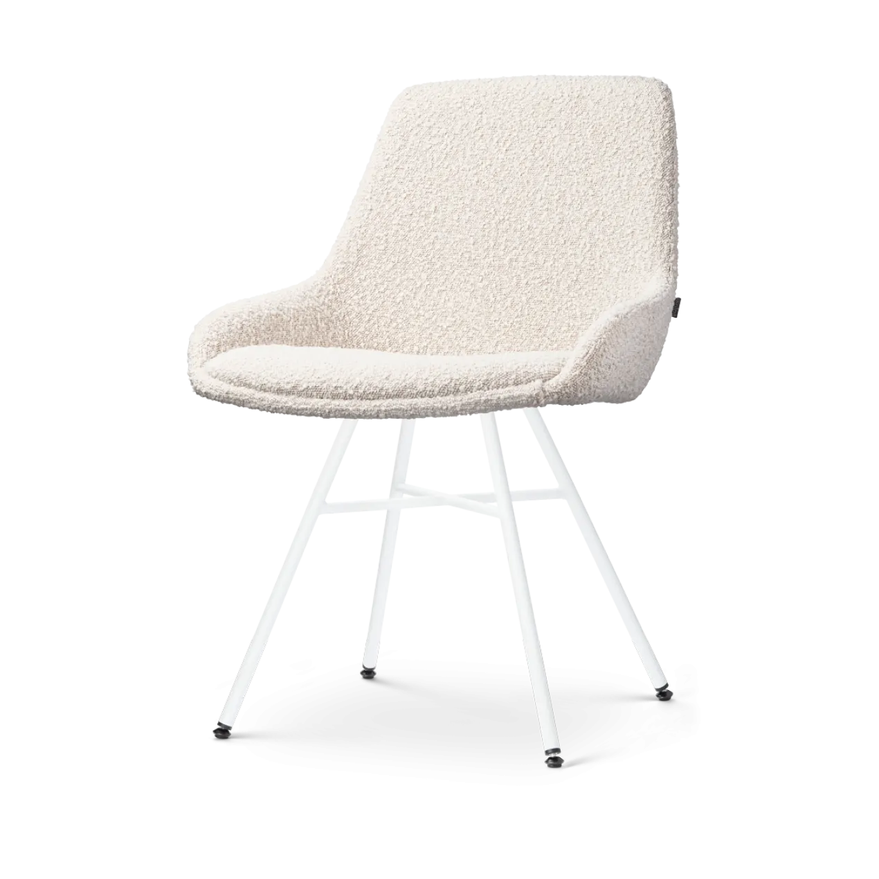 Eetkamerstoel Noa-Isa bouclé beige - wit onderstel