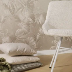 Eetkamerstoel Noa-Isa bouclé beige - wit onderstel
