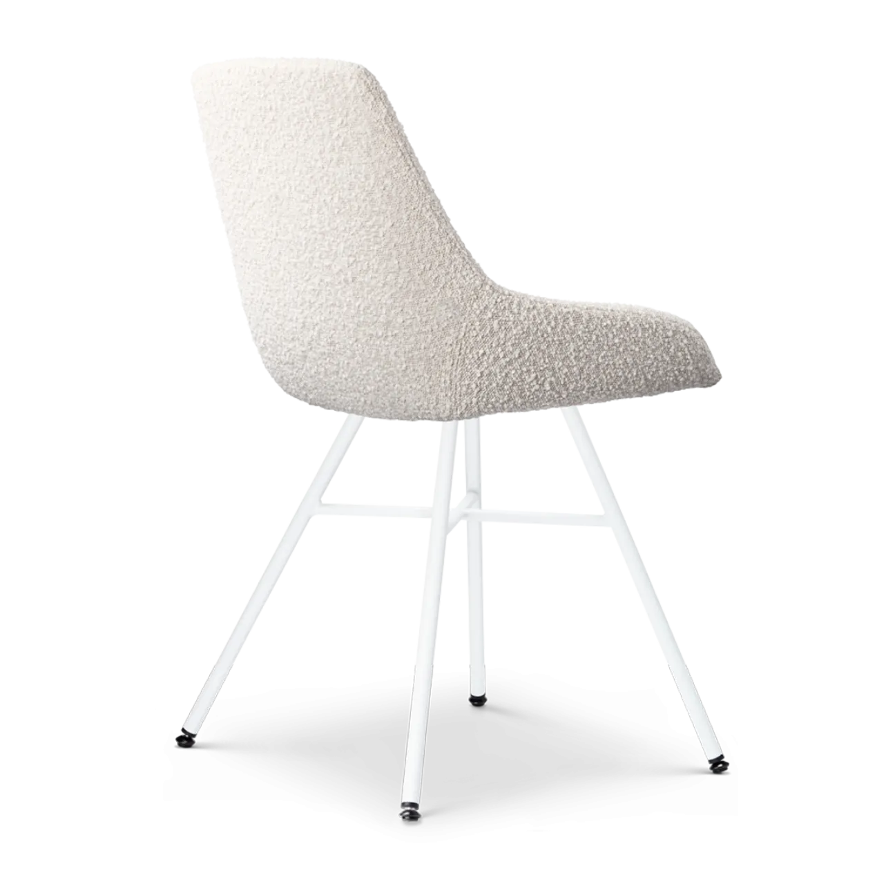 Eetkamerstoel Noa-Isa bouclé beige - wit onderstel