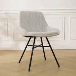 Eetkamerstoel Noa-Isa grijs beige gemêleerd zwart onderstel