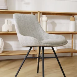 Eetkamerstoel Noa-Isa grijs beige gemêleerd zwart onderstel