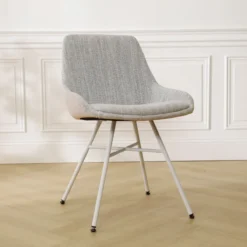 Eetkamerstoel Noa-Isa grijs beige gemêleerd - wit onderstel