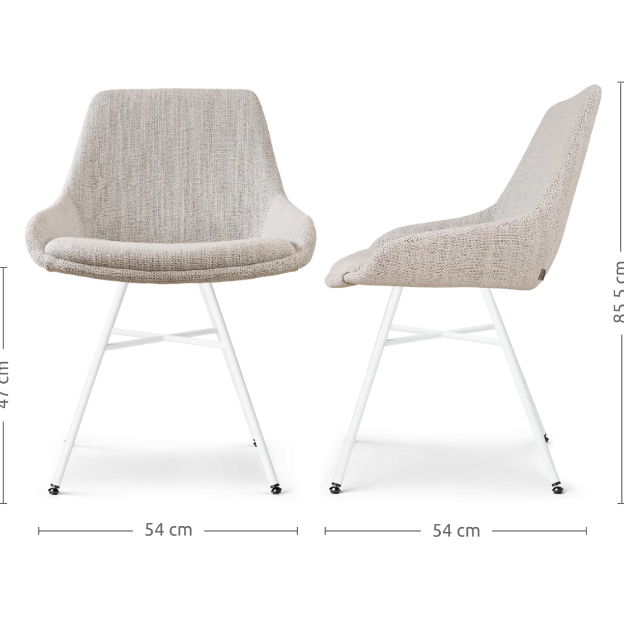 Eetkamerstoel Noa-Isa grijs beige gemêleerd - wit onderstel