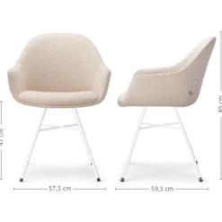 Eetkamerstoel Noa-Mae beige - wit onderstel