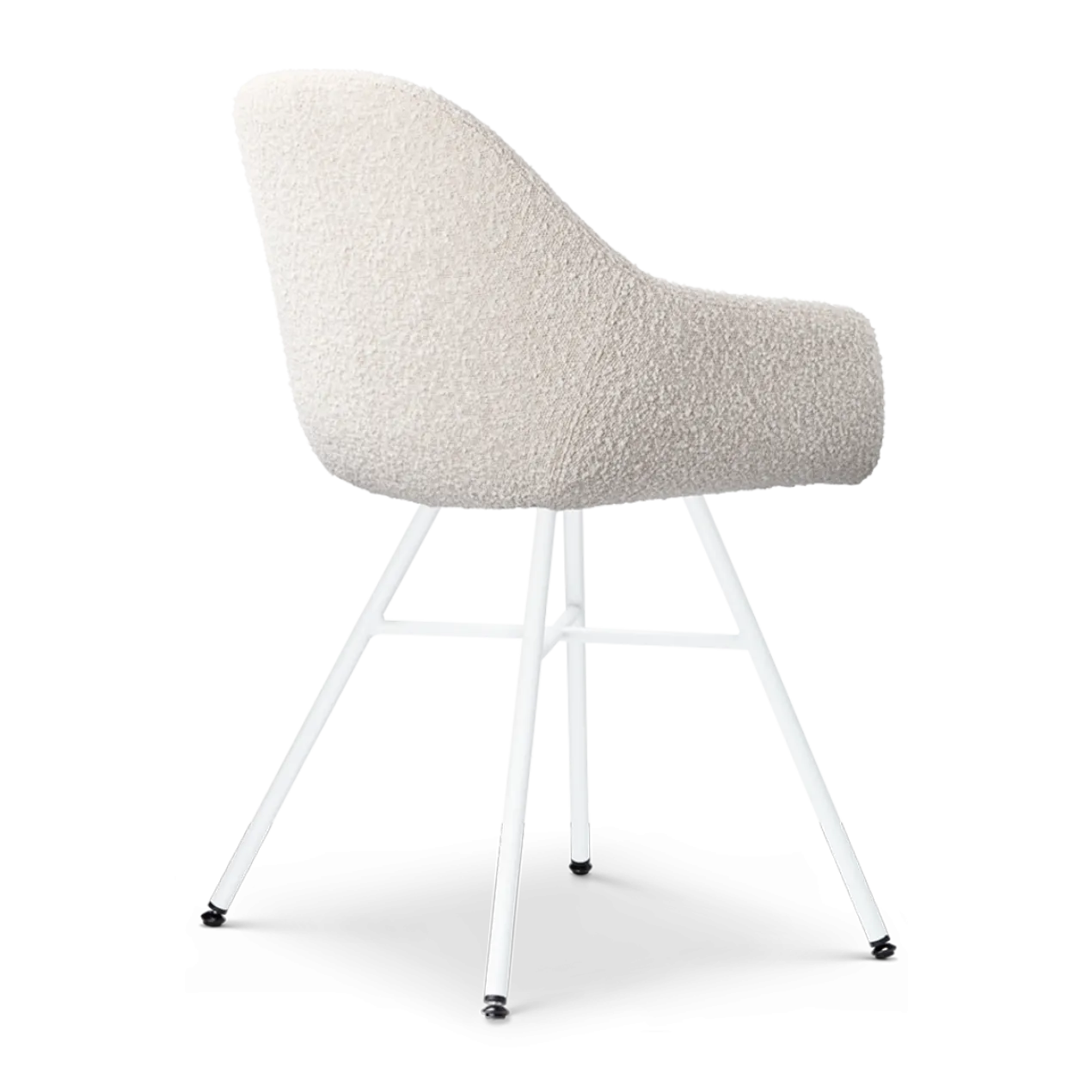 Eetkamerstoel Noa-Mae bouclé beige - wit onderstel