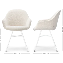 Eetkamerstoel Noa-Mae bouclé beige - wit onderstel