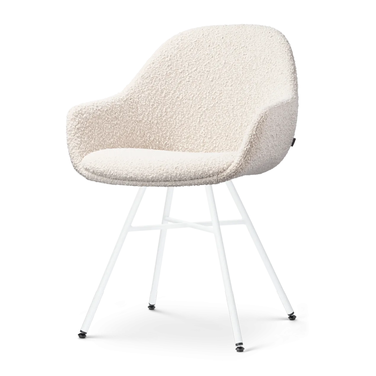 Eetkamerstoel Noa-Mae bouclé beige - wit onderstel