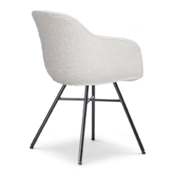 Eetkamerstoel Noa-Mare bouclé beige - zwart onderstel