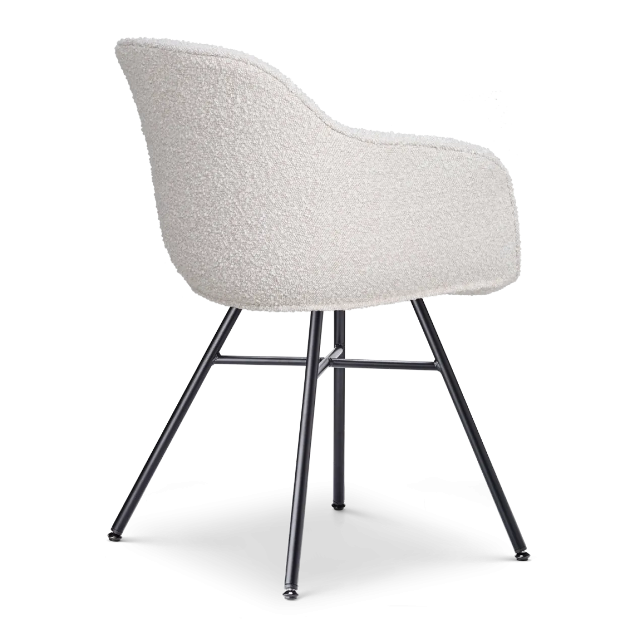 Eetkamerstoel Noa-Mare bouclé beige - zwart onderstel