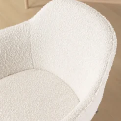 Eetkamerstoel Noa-Mare bouclé beige - zwart onderstel