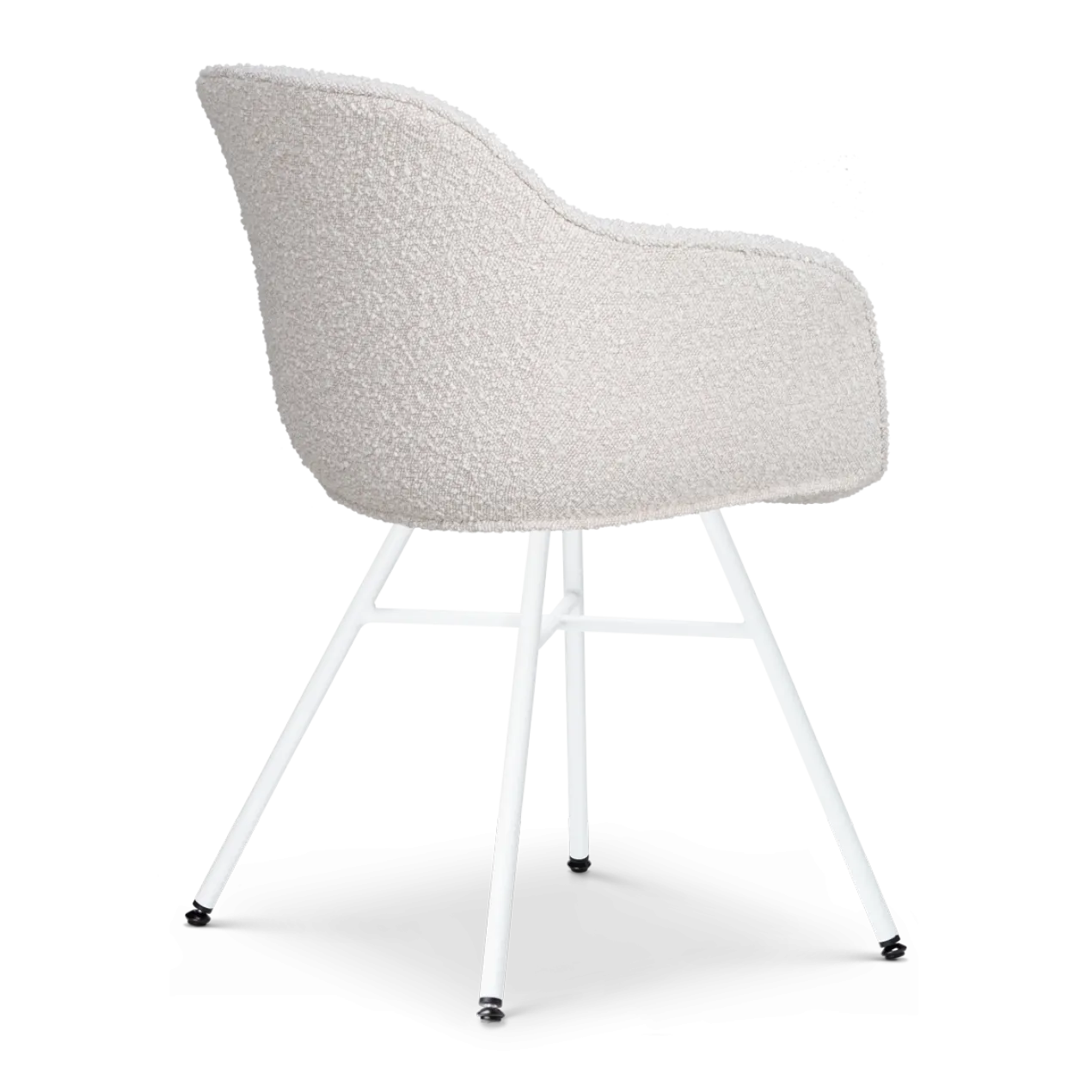 Eetkamerstoel Noa-Mare bouclé beige - wit onderstel