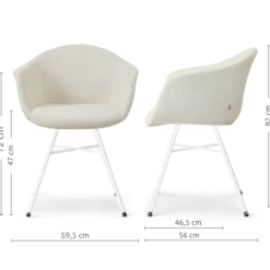Eetkamerstoel Noa-Otis wit onderstel cottonbeige