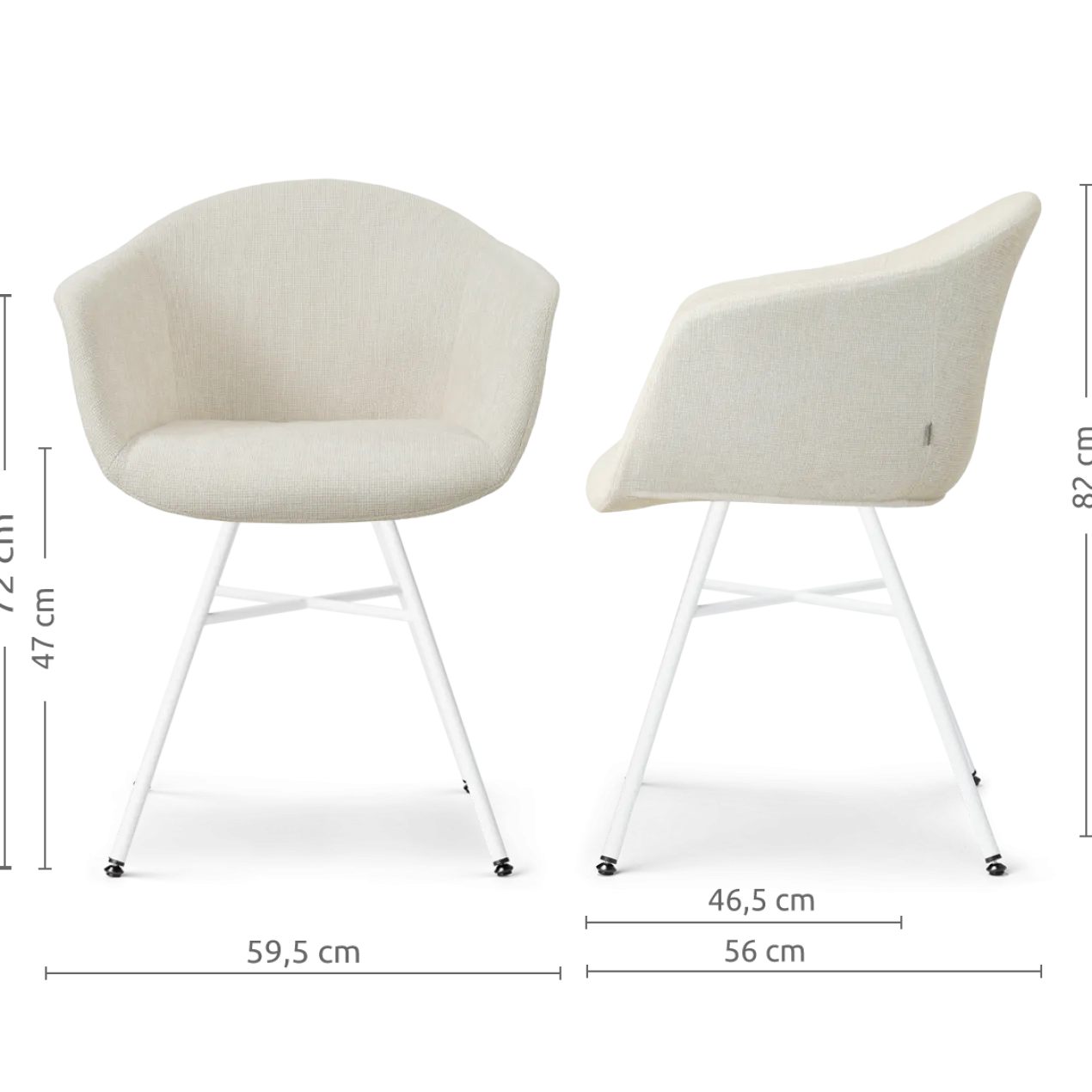 Eetkamerstoel Noa-Otis wit onderstel cottonbeige