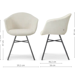 Eetkamerstoel Noa-Otis zwart onderstel cottonbeige