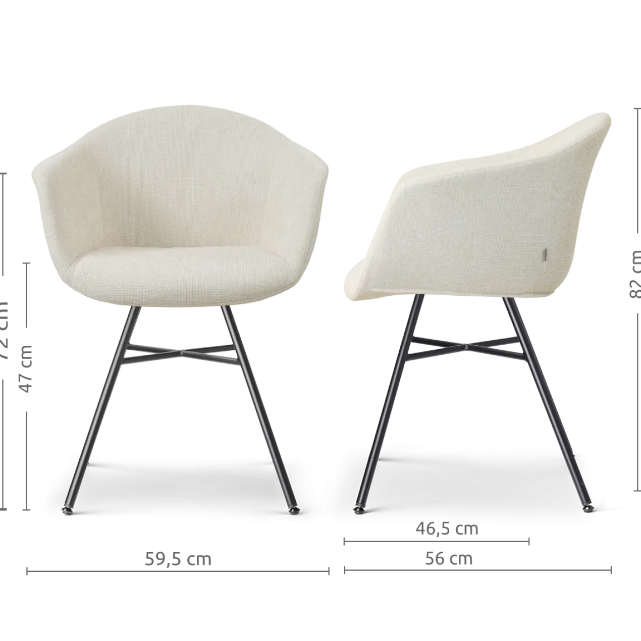 Eetkamerstoel Noa-Otis zwart onderstel cottonbeige