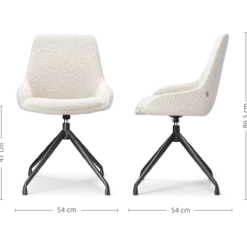 Eetkamerstoel Nola-Isa bouclé beige - zwart onderstel