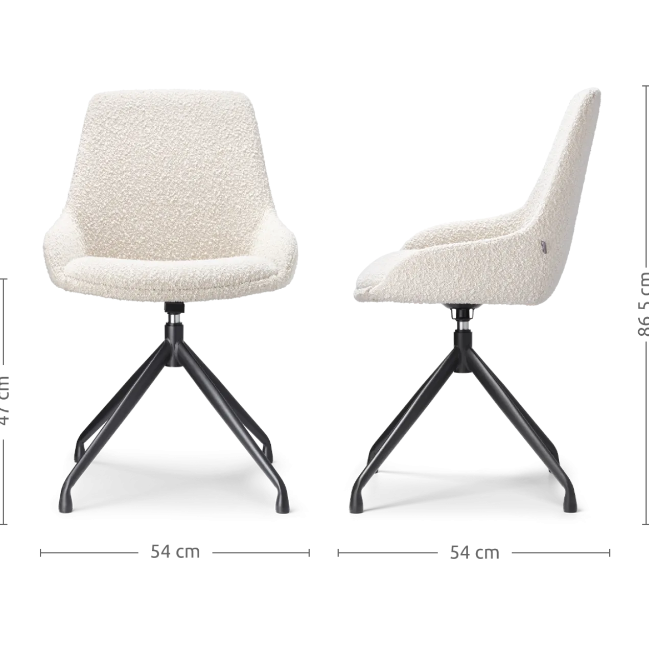 Eetkamerstoel Nola-Isa bouclé beige - zwart onderstel