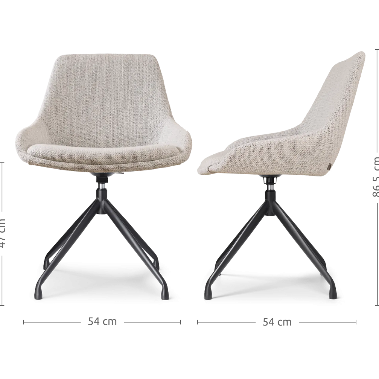 Eetkamerstoel Nola-Isa grijs beige gemêleerd draaibaar zwart