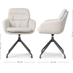 Eetkamerstoel Nola-Mia beige - zwart onderstel