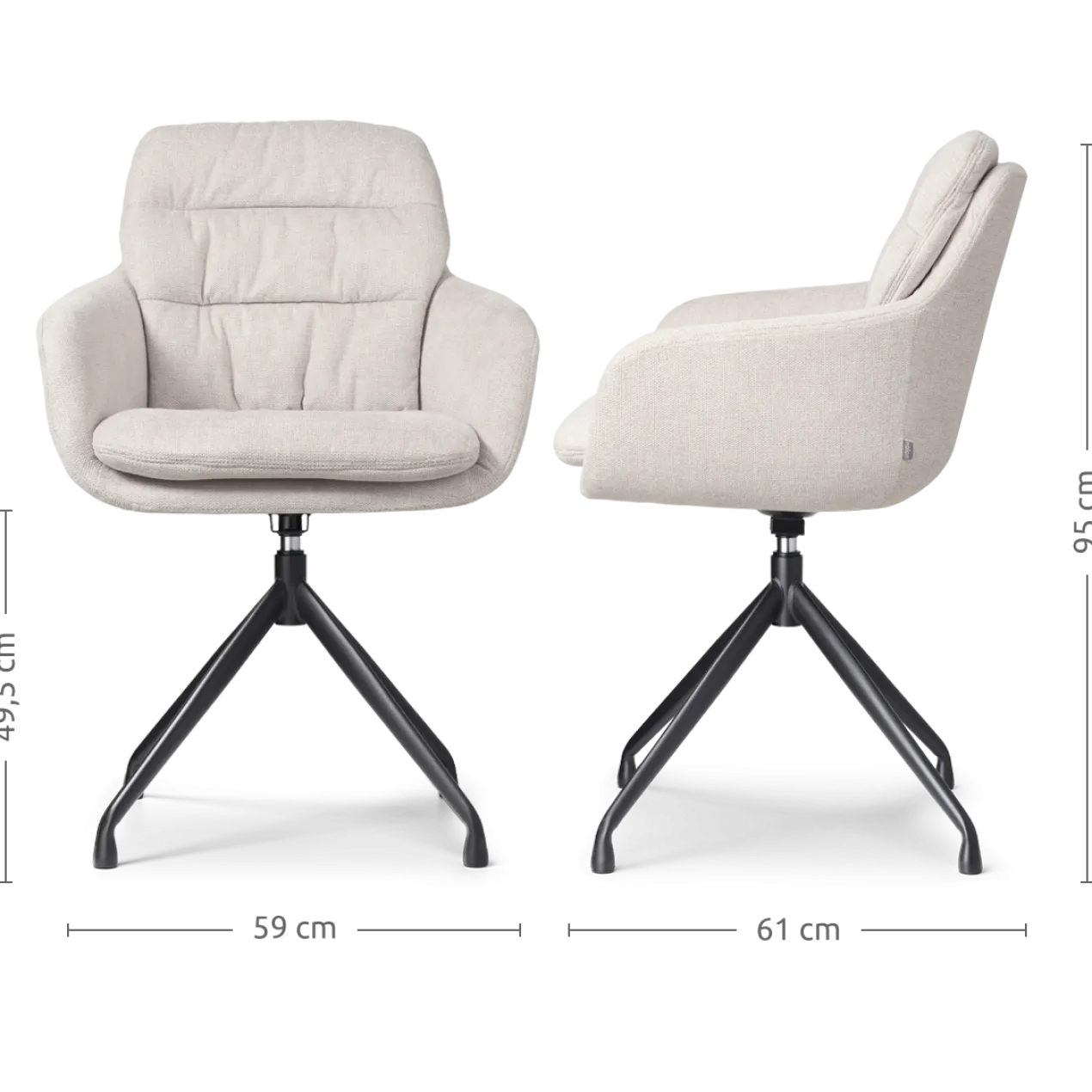 Eetkamerstoel Nola-Mia beige - zwart onderstel