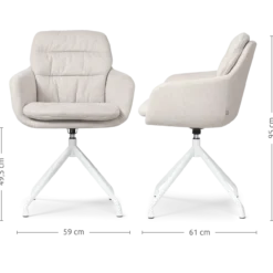 Eetkamerstoel Nola-Mia beige - wit onderstel