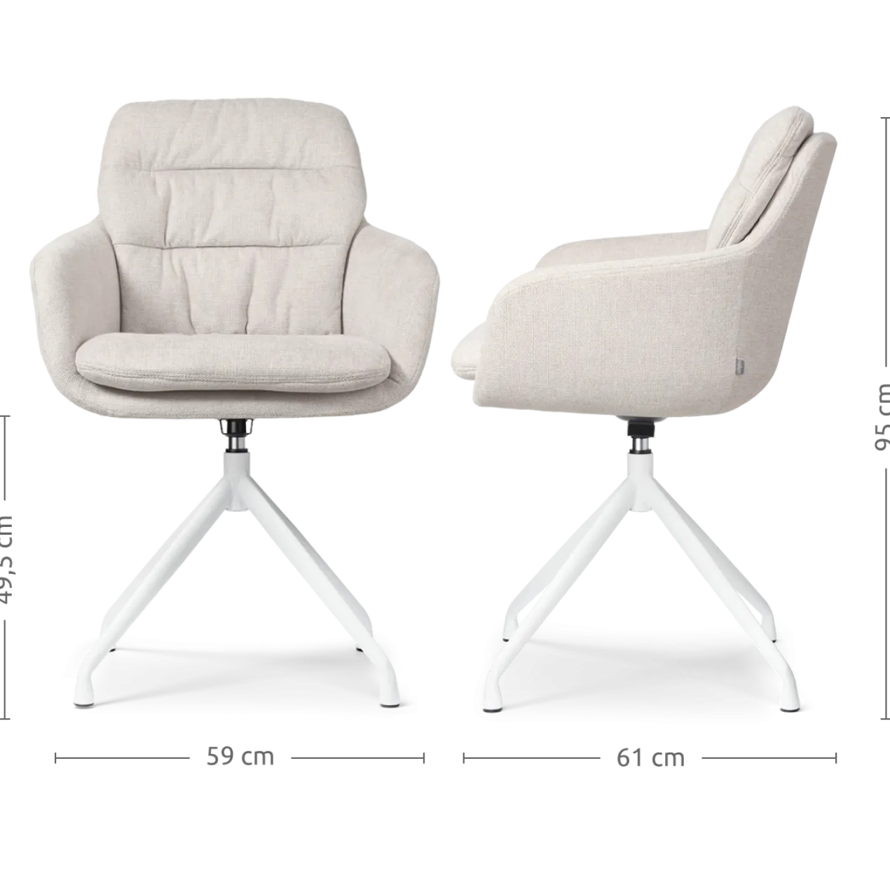Eetkamerstoel Nola-Mia beige - wit onderstel