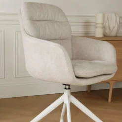 Eetkamerstoel Nola-Mia beige - wit onderstel