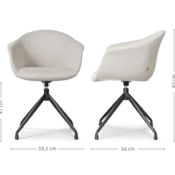 Eetkamerstoel Nola-Otis draaibaar beige - zwart - set van 2