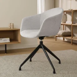 Eetkamerstoel Nola-Otis draaibaar beige - zwart - set van 2