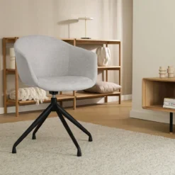 Eetkamerstoel Nola-Otis draaibaar beige - zwart - set van 2