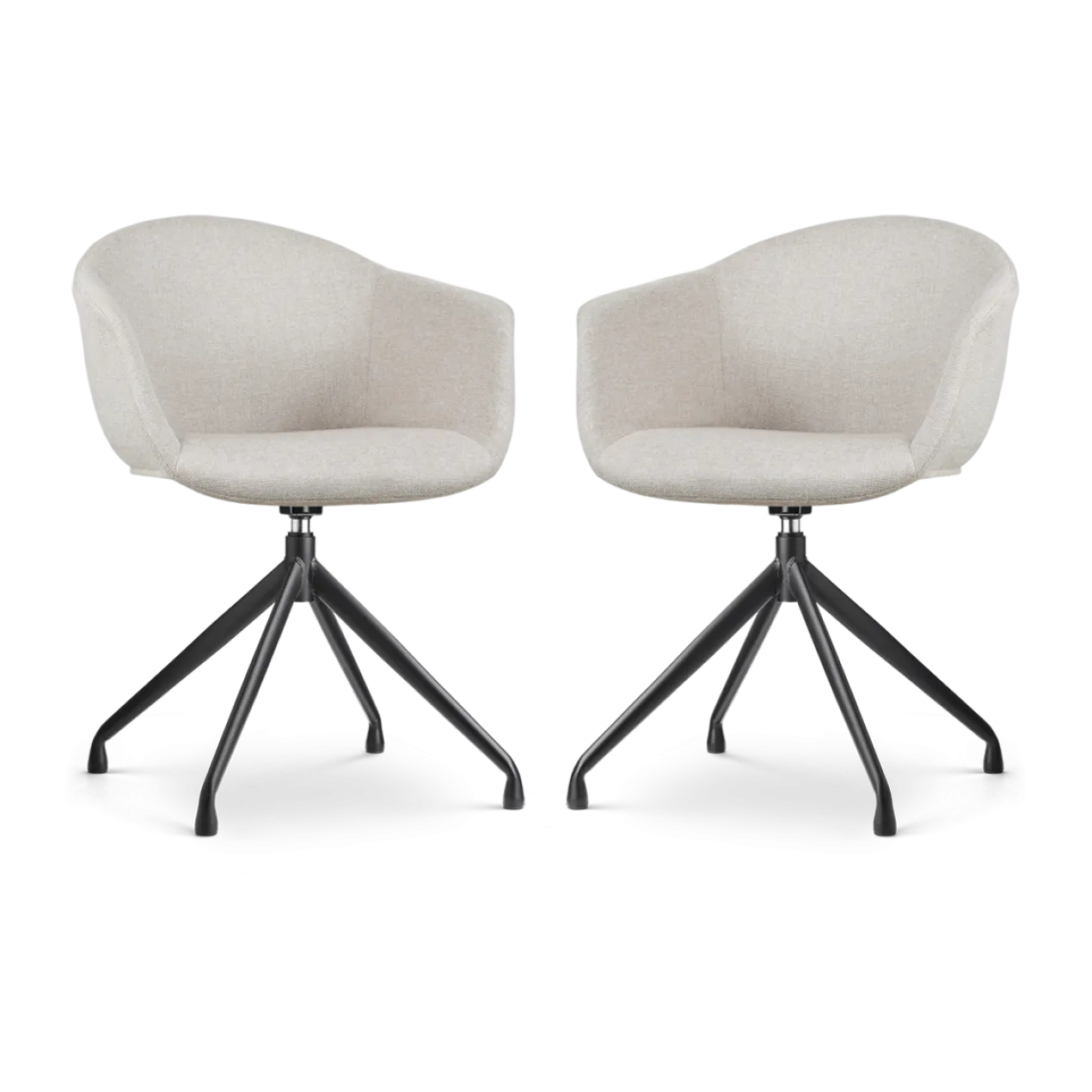 Eetkamerstoel Nola-Otis draaibaar beige - zwart - set van 2