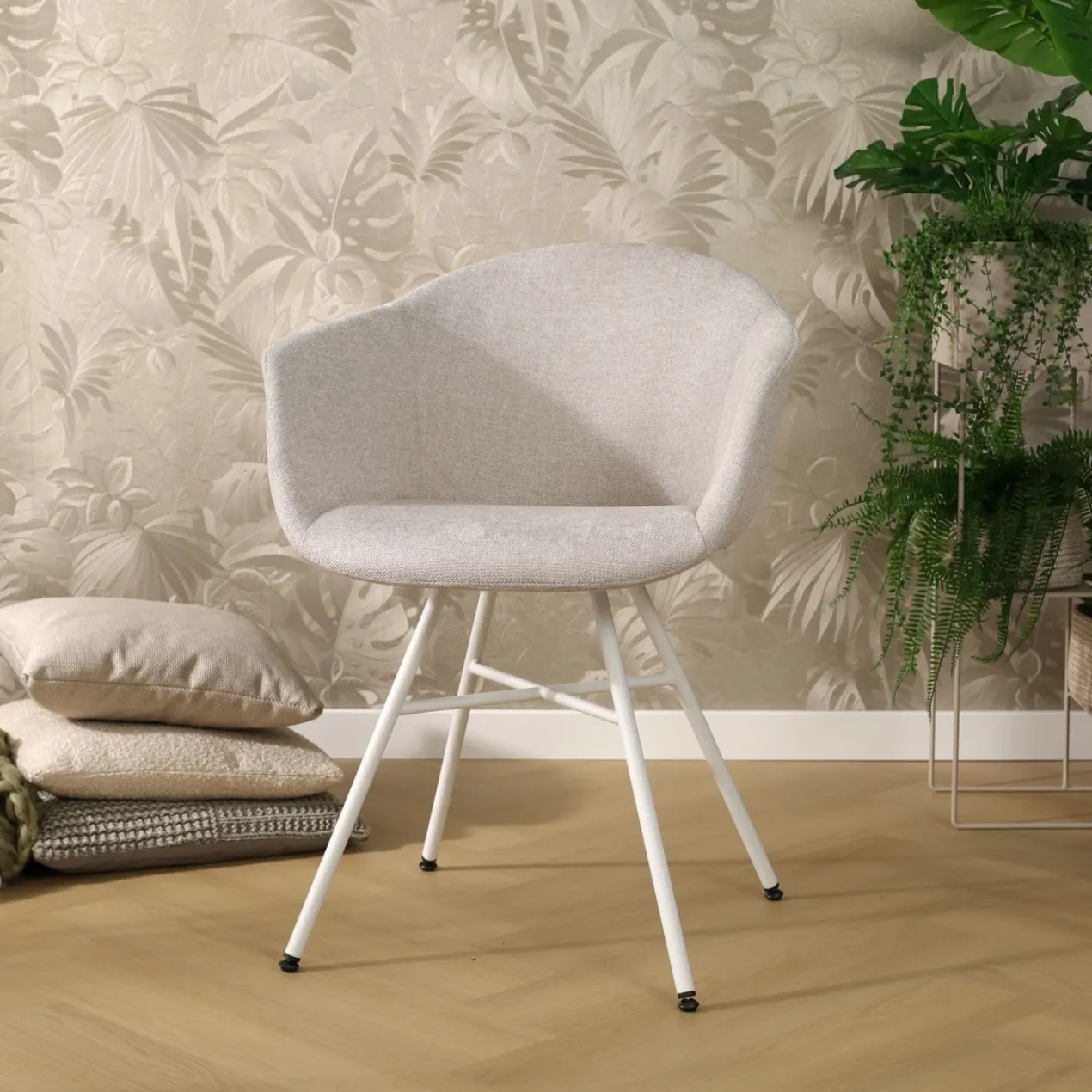 Eetkamerstoel Nola-Otis draaibaar beige - wit - set van 2