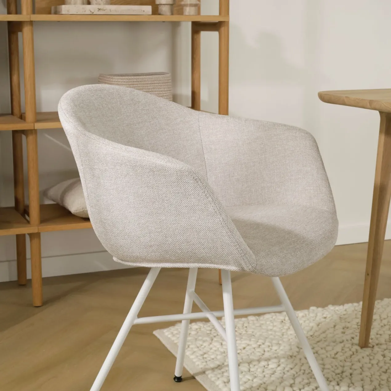 Eetkamerstoel Nola-Otis draaibaar beige - wit - set van 2