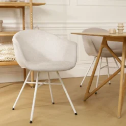Eetkamerstoel Nola-Otis draaibaar beige - wit - set van 2