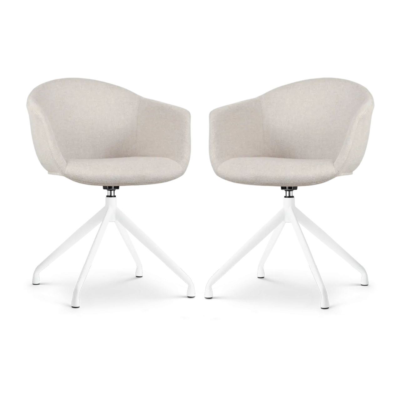 Eetkamerstoel Nola-Otis draaibaar beige - wit - set van 2