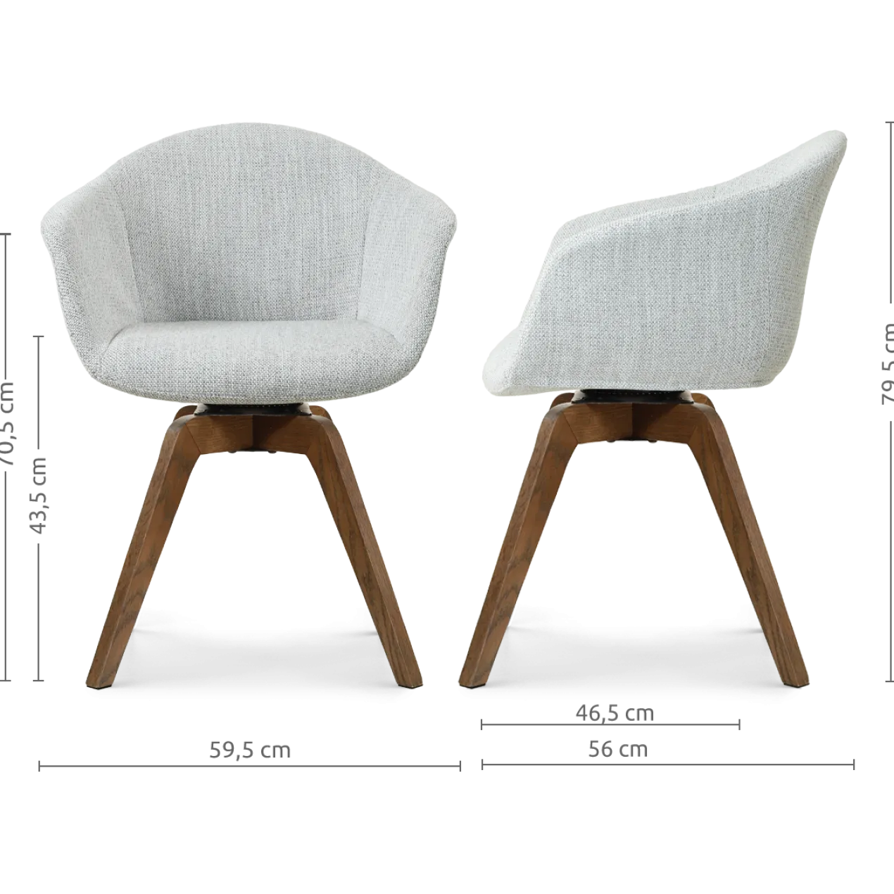 Eetkamerstoel Noor-Otis walnoot grijs melange