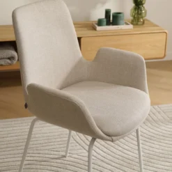 Eetkamerstoel Nora-Eef beige - wit onderstel