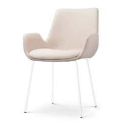 Eetkamerstoel Nora-Eef beige - wit onderstel