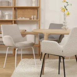 Eetkamerstoel Nora-Eef beige - wit onderstel